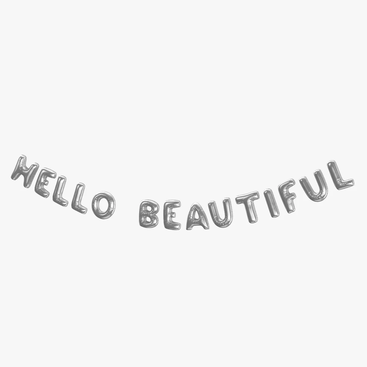 Foil Balloon Words Hello Beautiful Silver 3D model