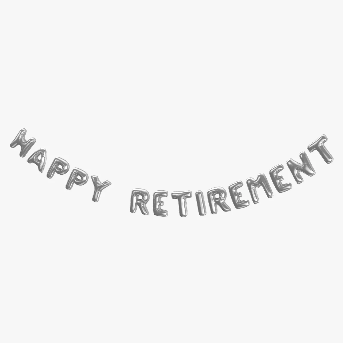 Foil Balloon Words HAPPY RETIREMENT Silver 3D model