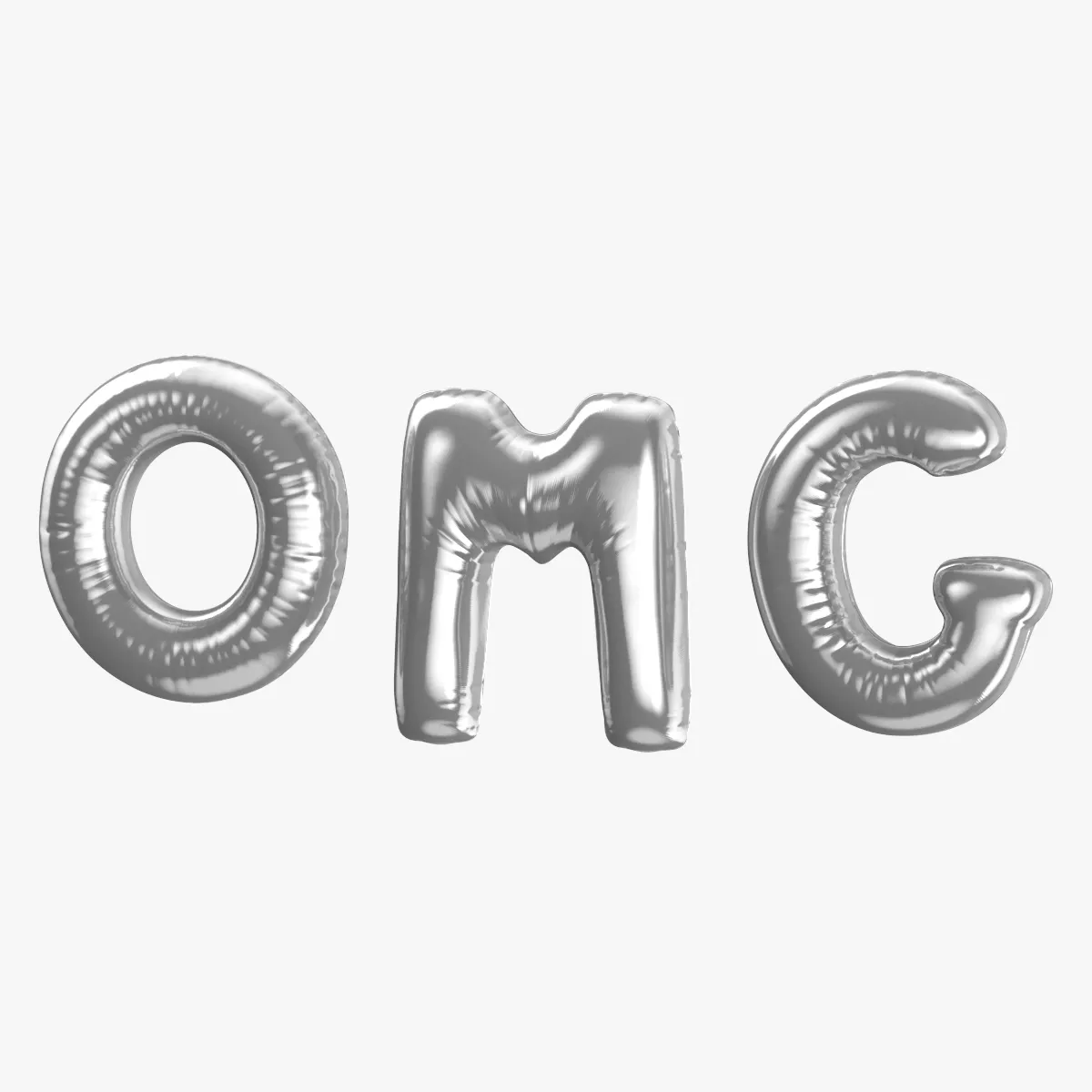 Foil Balloon Words OMG Silver 3D model