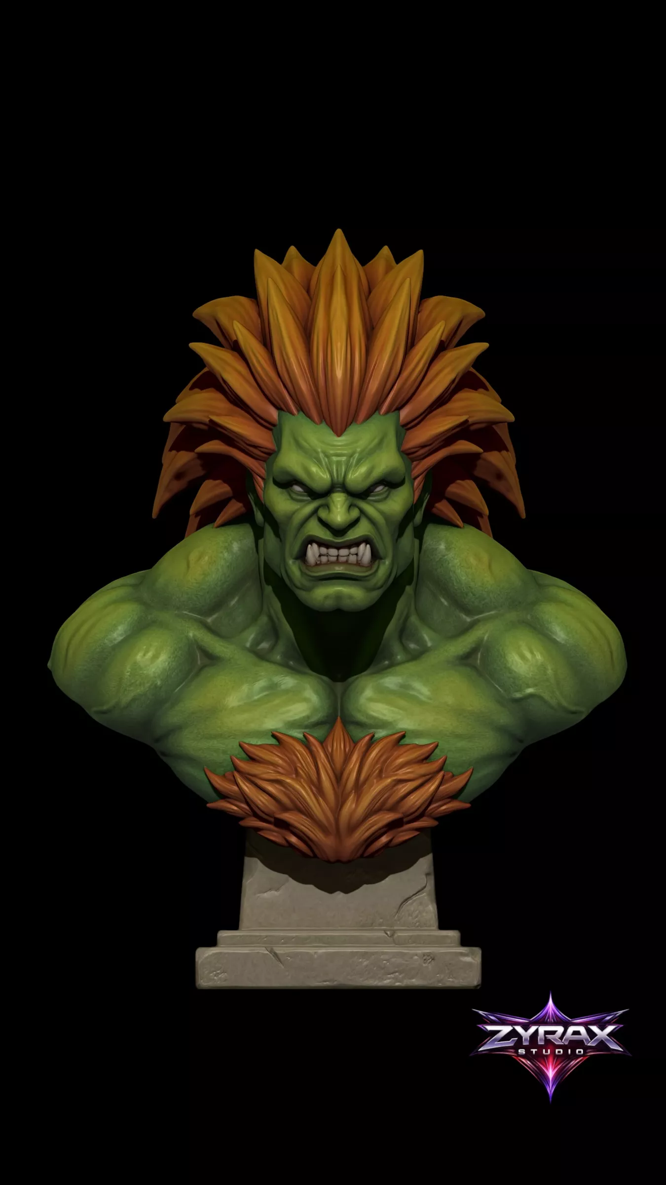 Blanka Bust STL Street Fighter Sculpture 3D Print Model 3D print model