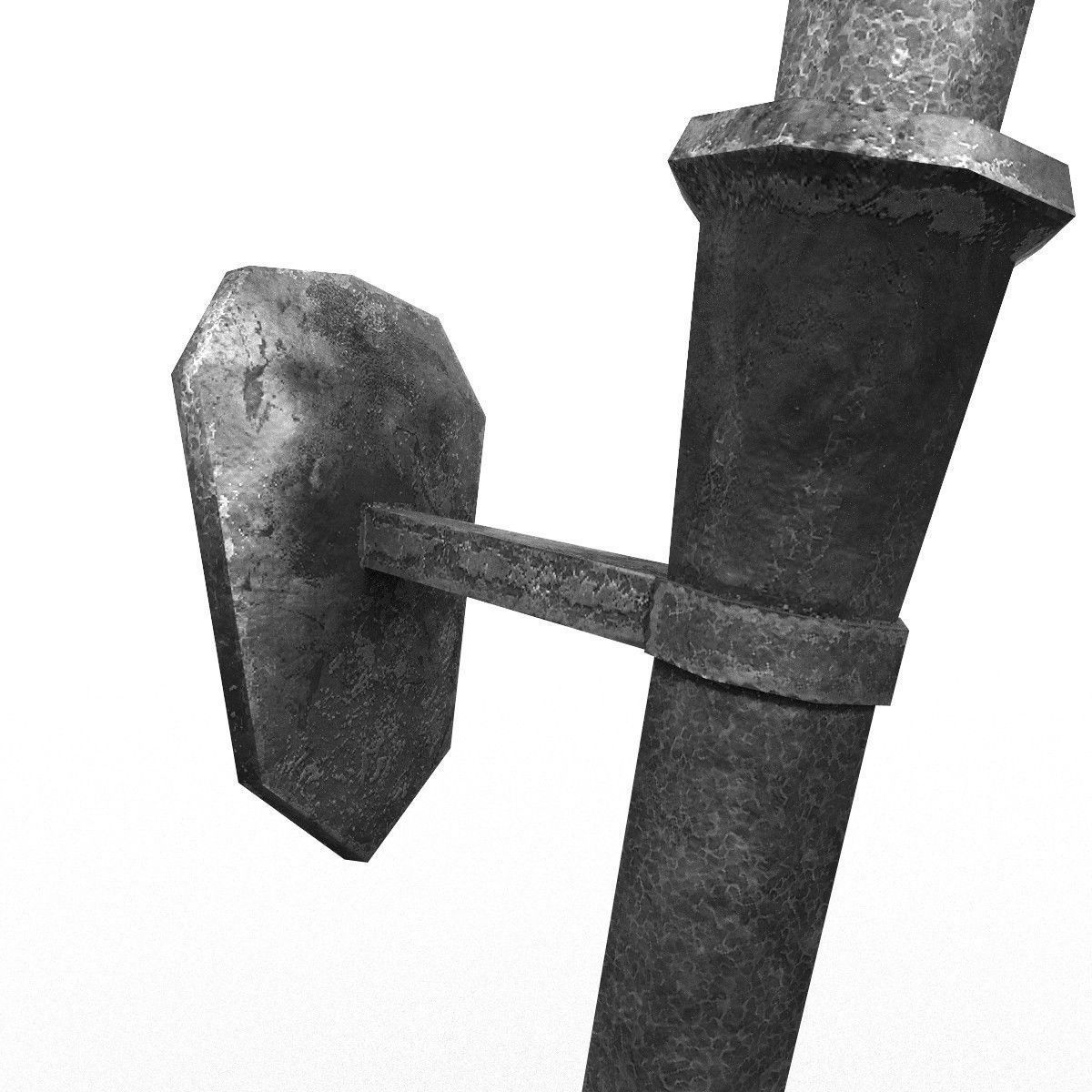 Medieval torch Low-poly 3D model_4