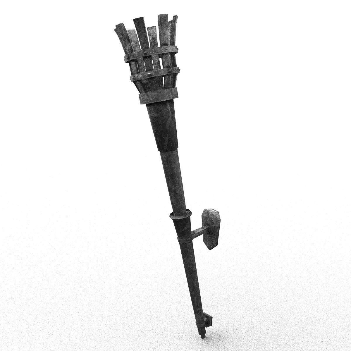 Medieval torch Low-poly 3D model_1