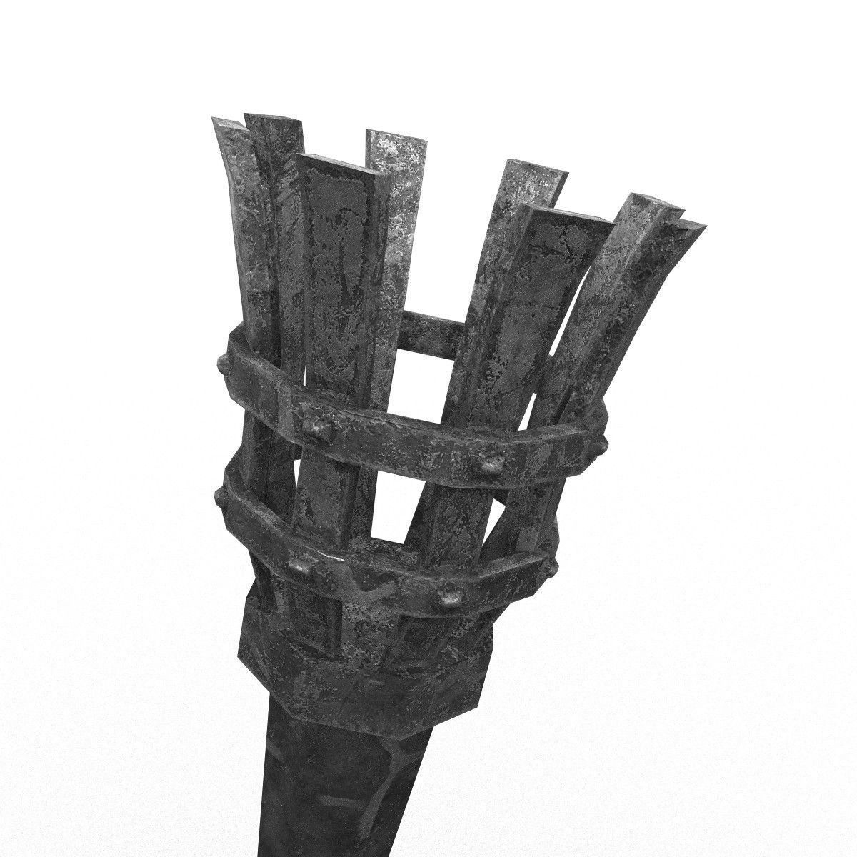Medieval torch Low-poly 3D model_2