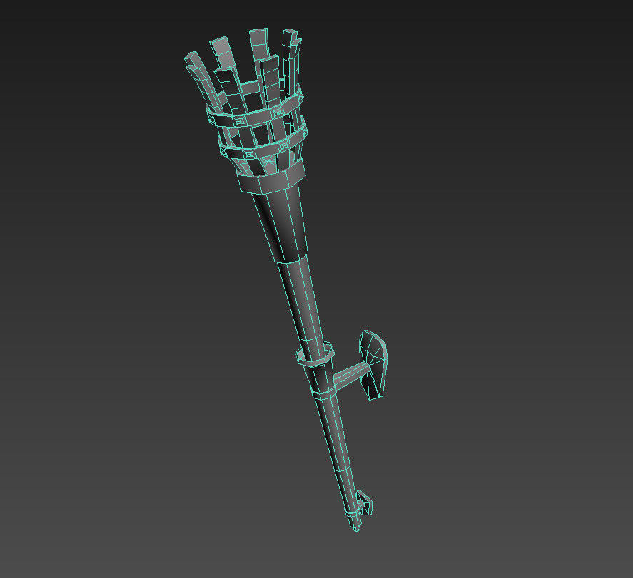 Medieval torch Low-poly 3D model_6