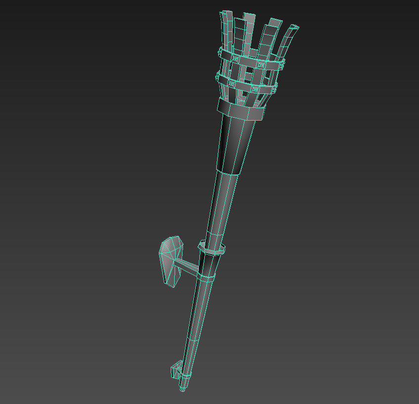 Medieval torch Low-poly 3D model_7