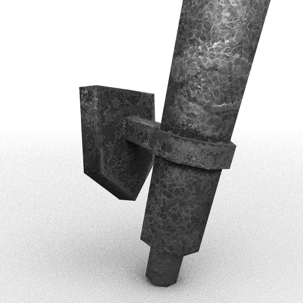 Medieval torch Low-poly 3D model_5