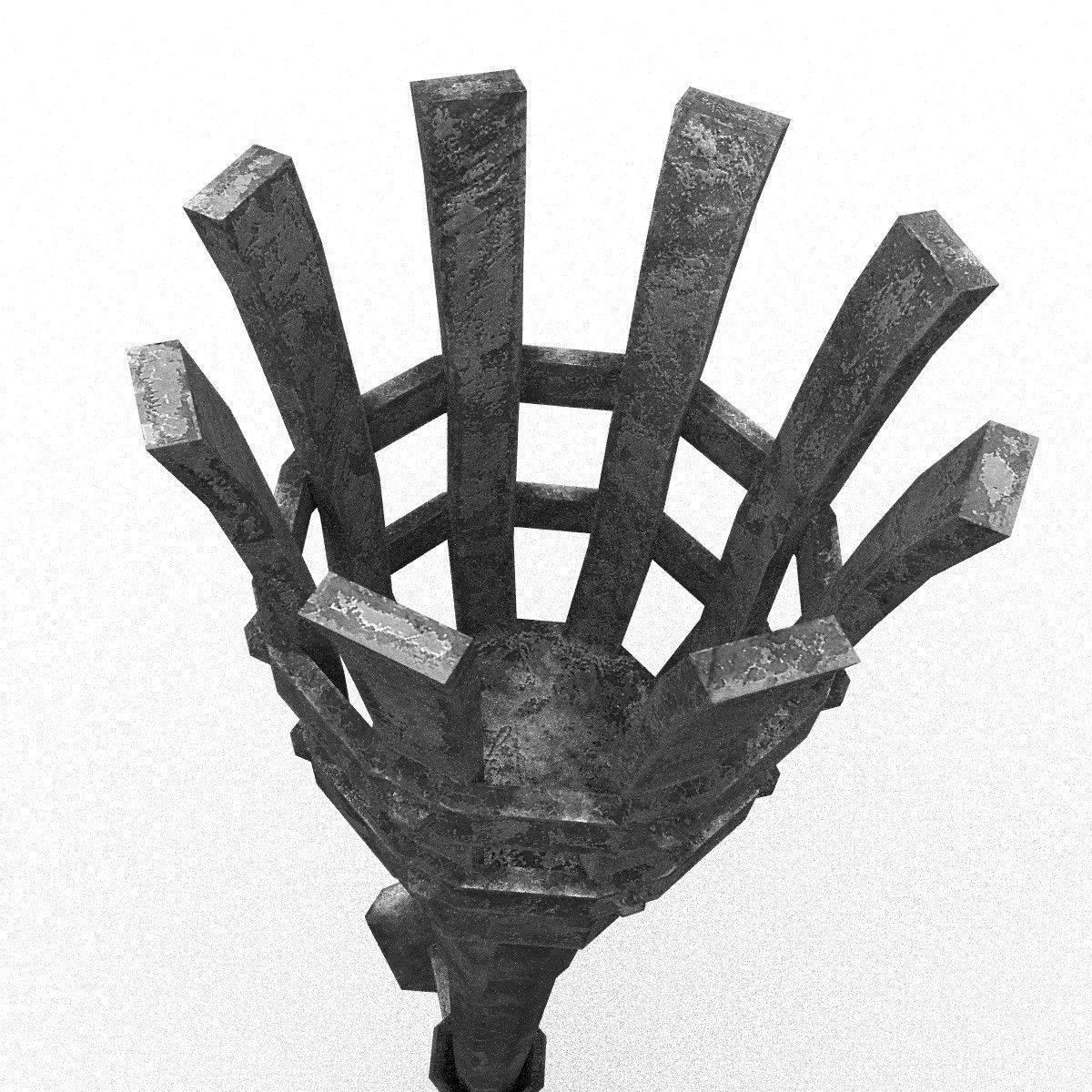 Medieval torch Low-poly 3D model_3