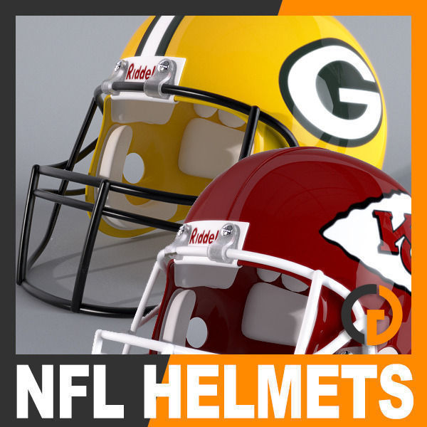 NFL Helmets Pack 3D Model .max .obj .3ds .fbx .c4d .lwo .lw .lws