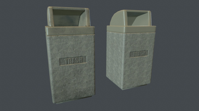 Street Concrete Trash Bin PBR Game Ready