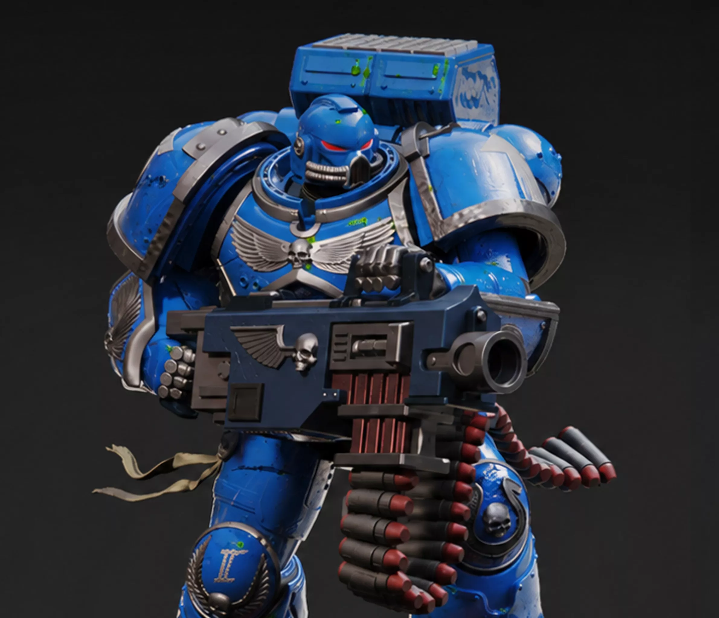 Warhammer 40K Space Marine with Heavy Bolter 3D Model 3D print model