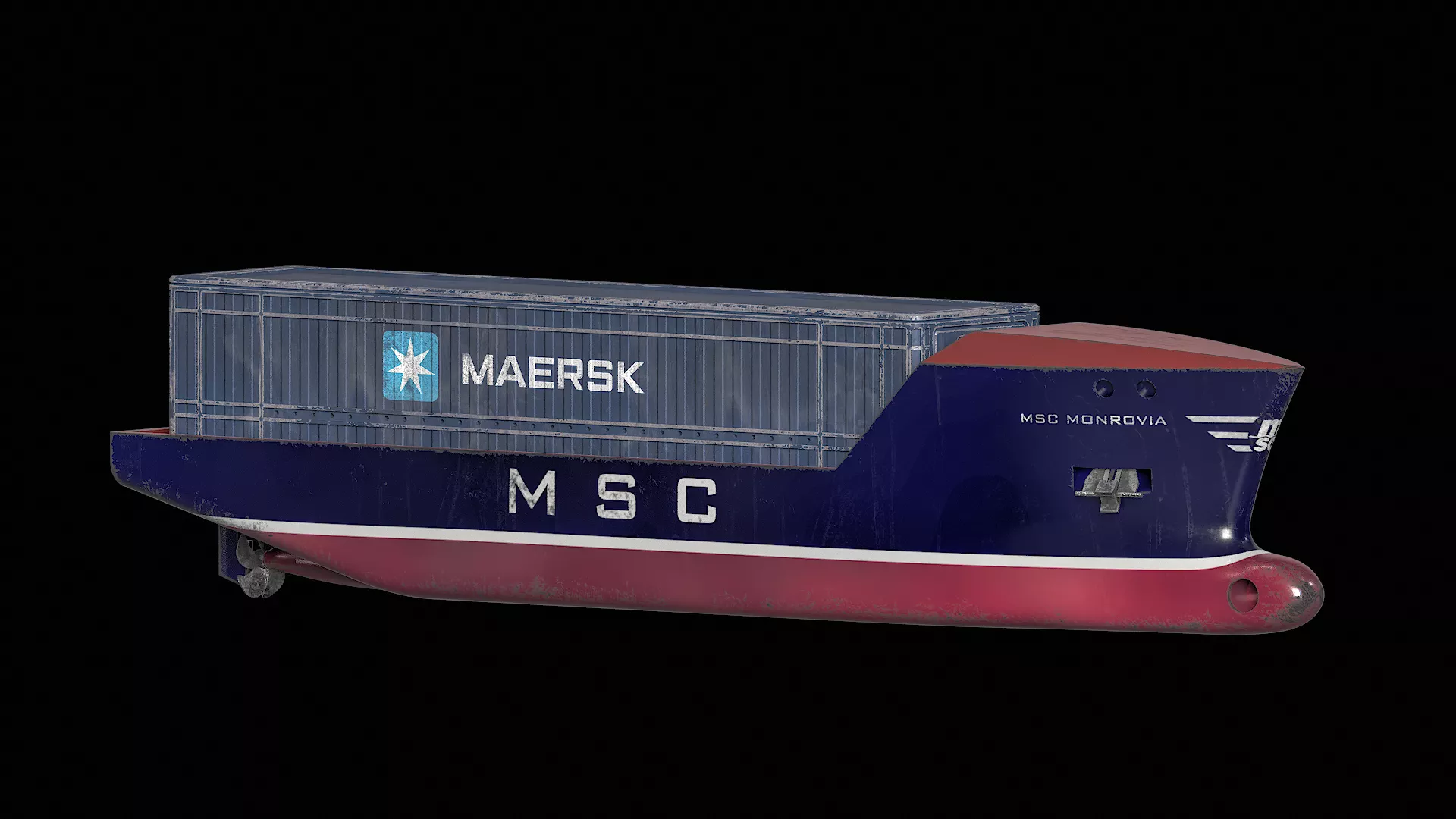 Autonomous Cargo Feeder Vessel Futuristic Container Ship Ready Low-poly 3D model