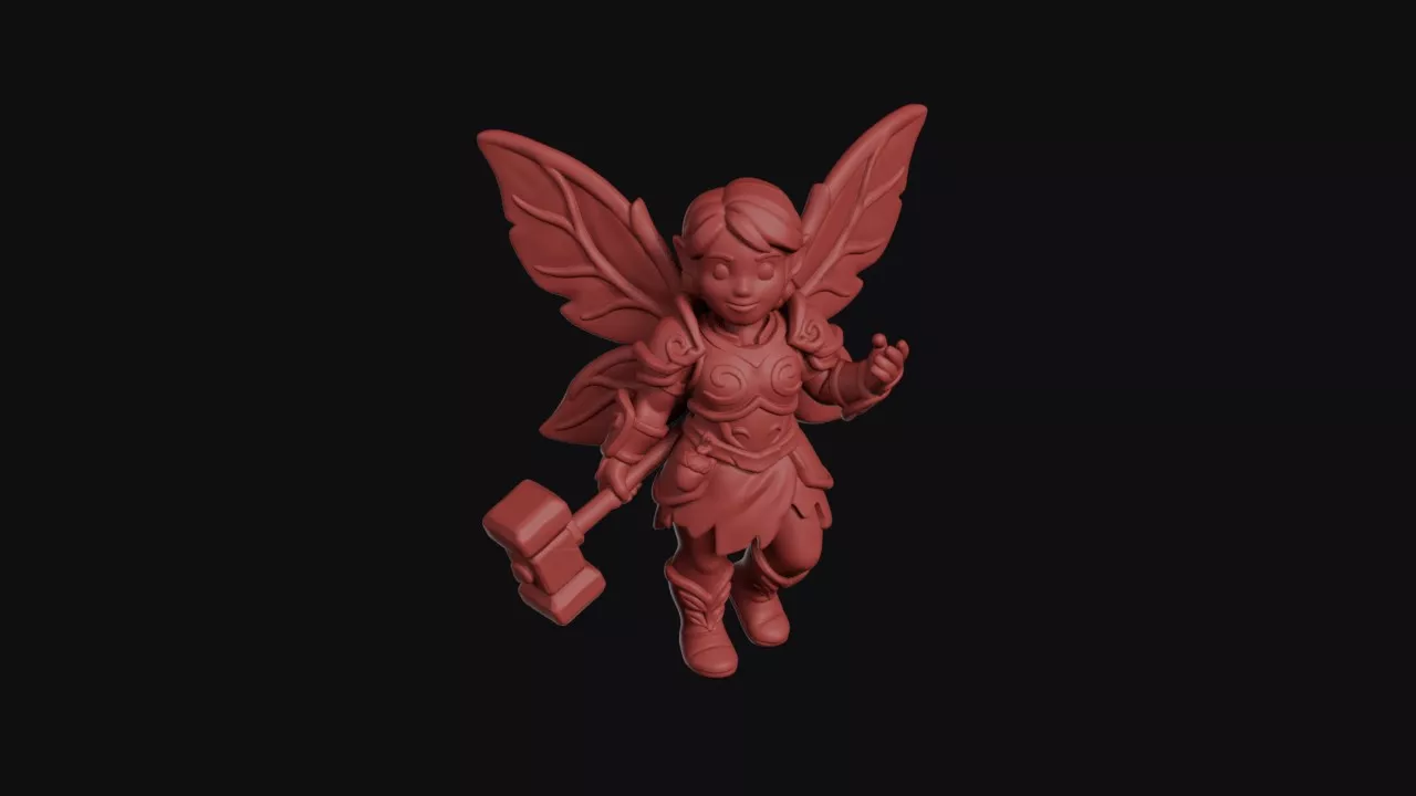 Winged Fairy With Battle Maul 3D print model