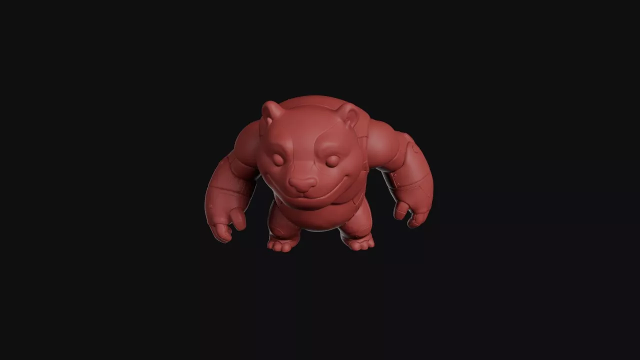 Bear Creature With Mechanical Arms 3D print model