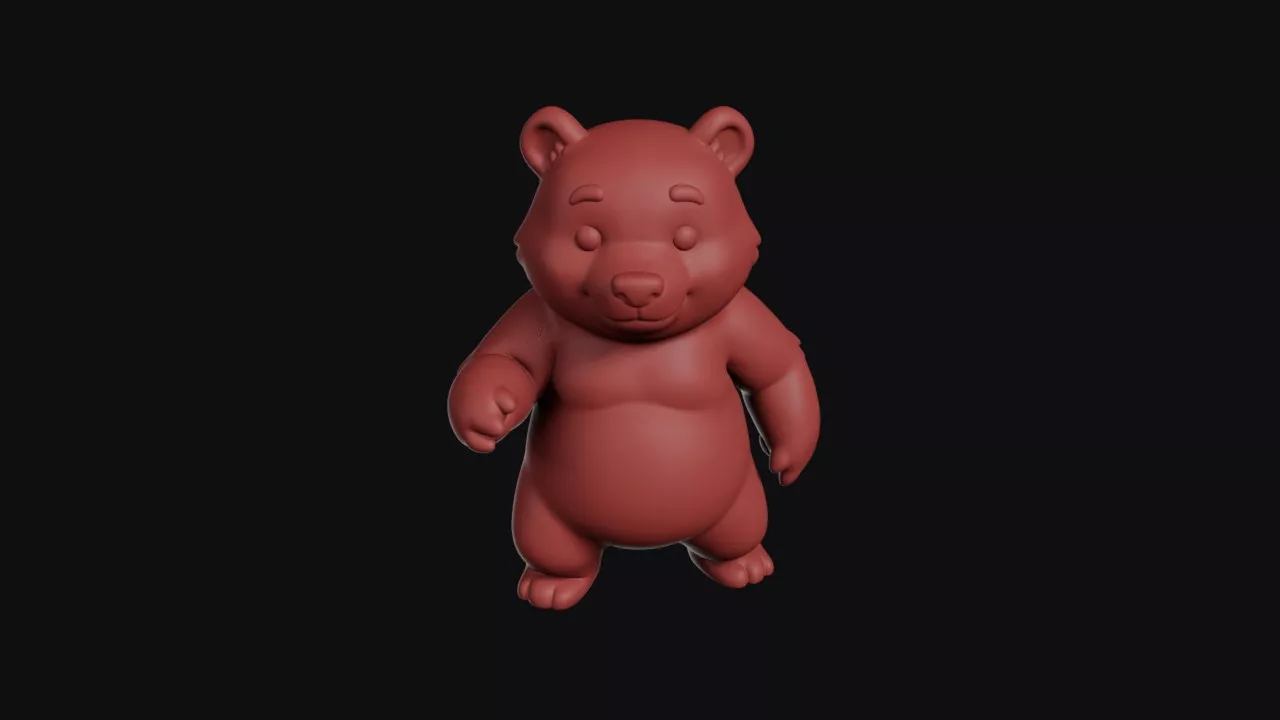 Chubby Cartoon Bear Cub 3D print model