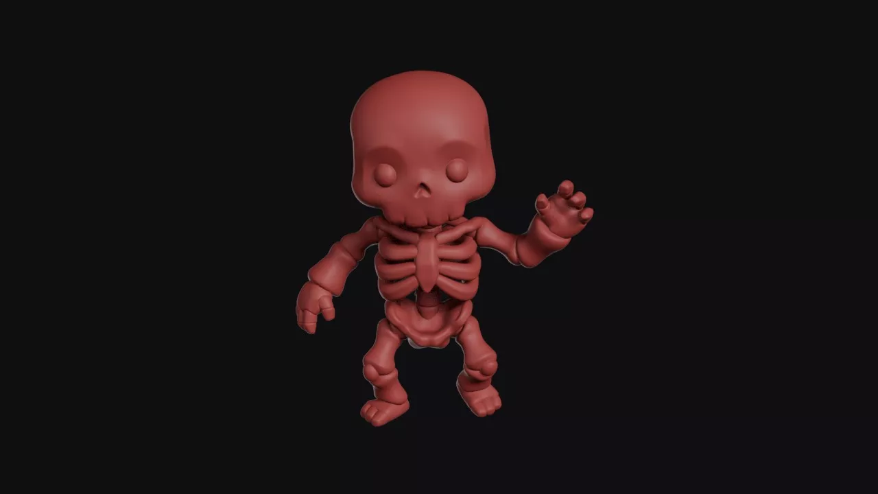 Waving Skeleton With Big Skull 3D print model
