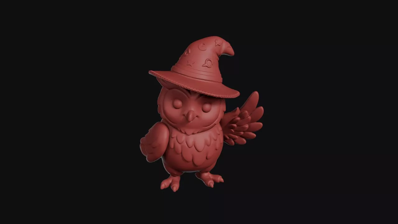 Owl Wizard In Pointed Hat 3D print model
