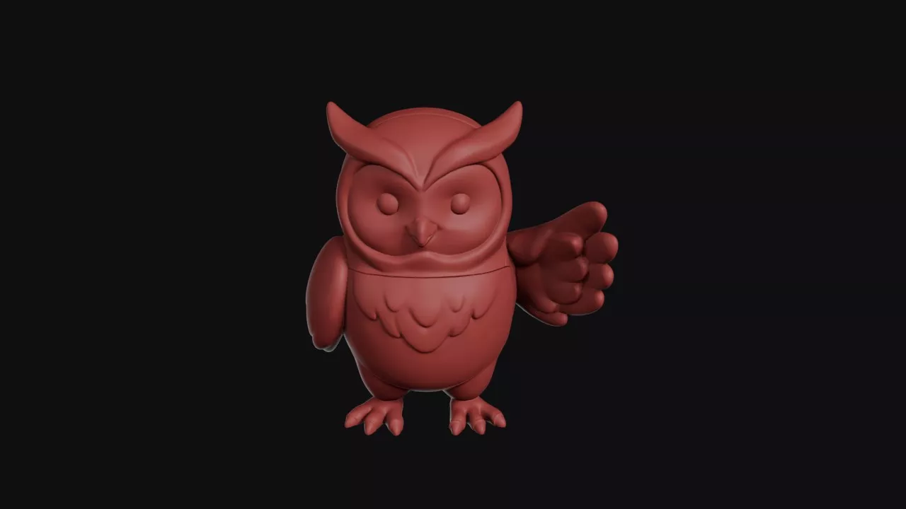 Great Horned Owl Waving Wing 3D print model