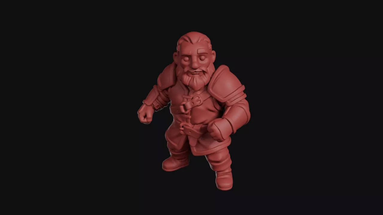 Stocky Bearded Veteran Fighter 3D print model