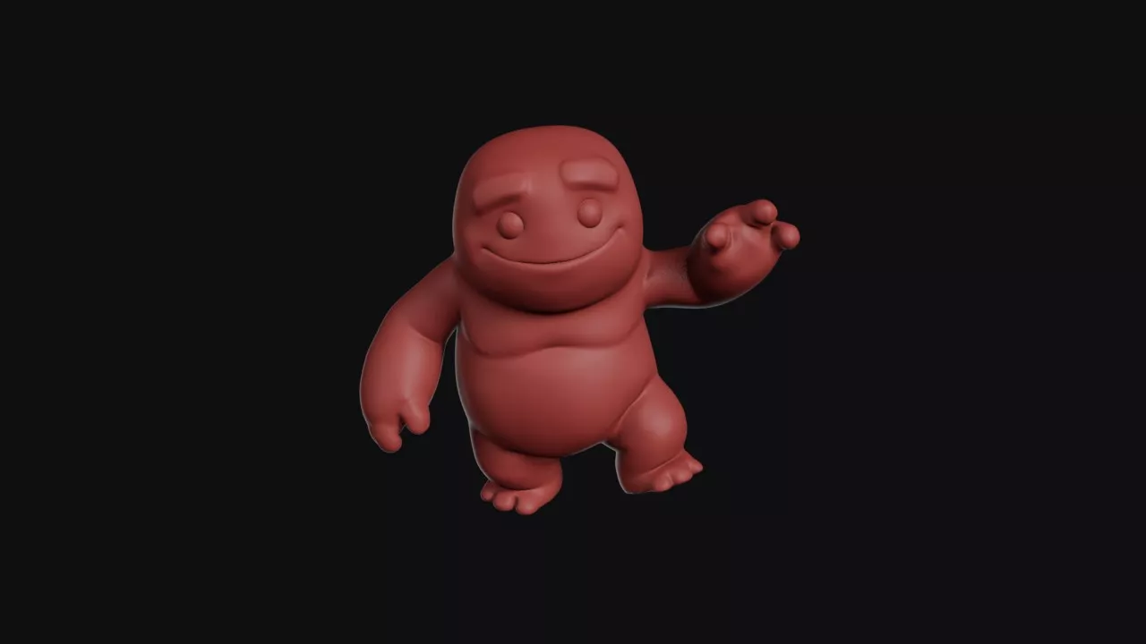 Smooth Blob Monster Waving 3D print model