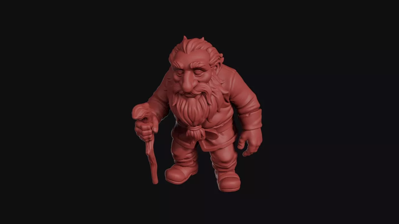 Grumpy Old Man With Walking Cane 3D print model