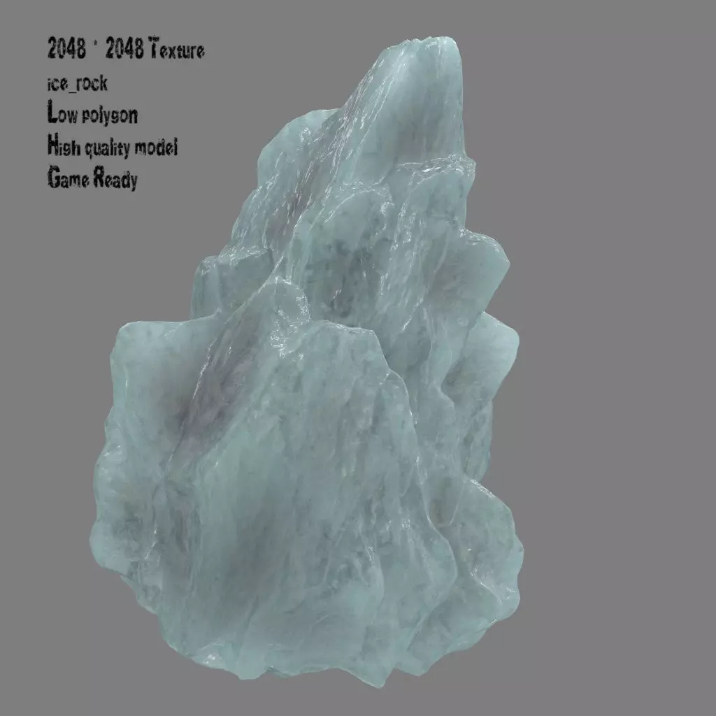 ice rock Low-poly 3D model_0