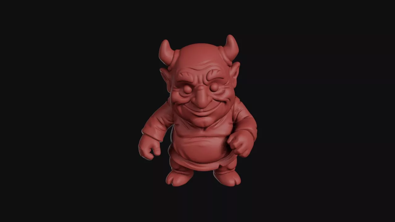 Chubby Horned Imp Devil 3D print model