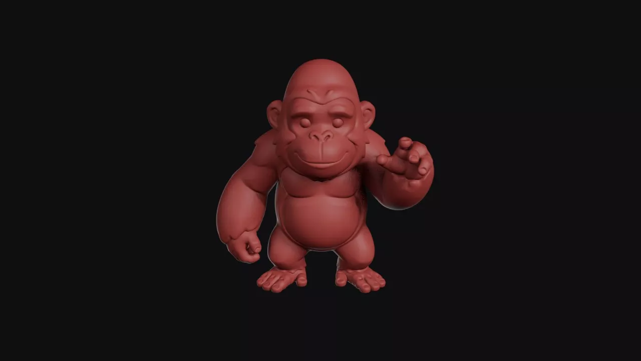 Standing Cartoon Gorilla Ape 3D print model