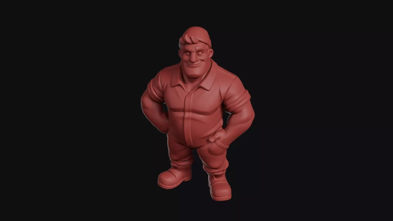 Burly Jumpsuit Prisoner Hands On Hips 3D print model