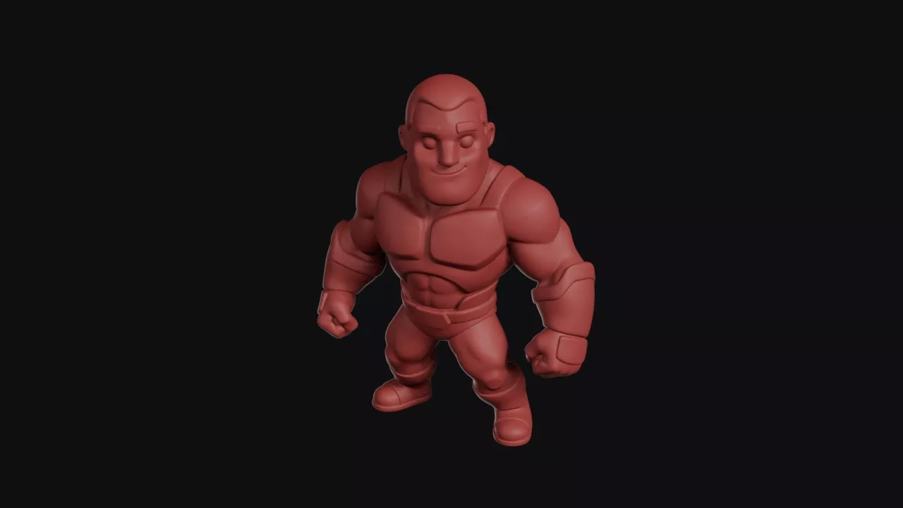 Bulky Bald Strongman In Shorts 3D print model