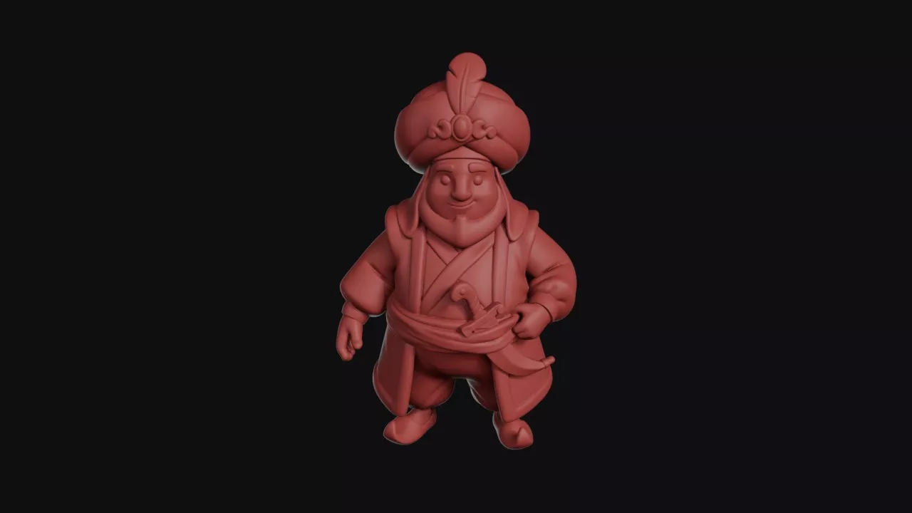 Turbaned Sultan With Feathered Headdress 3D print model