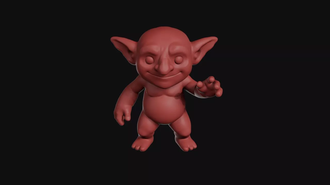 Waving Big Eared Goblin 3D print model