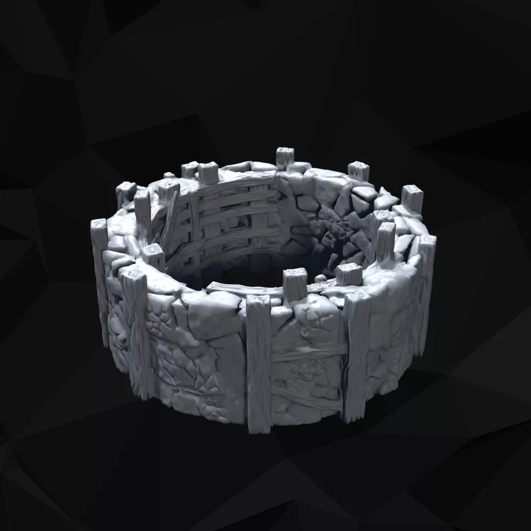 Siege Stone Round Fence Tabletop Scenery 3D print model