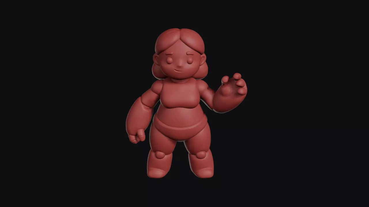 Chubby Girl Waving Figure 3D print model