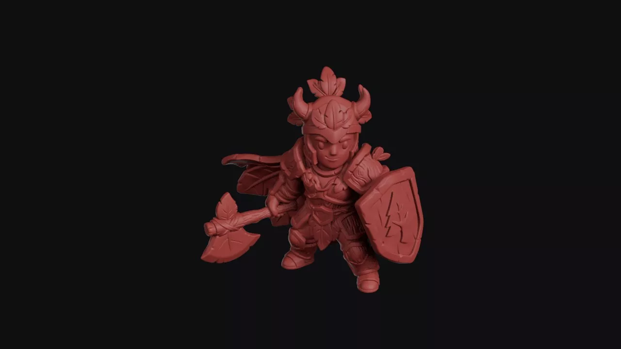 Leaf Helm Paladin With Axe 3D print model
