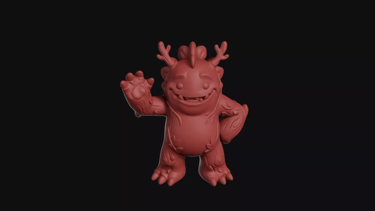 Antlered Swamp Monster Waving 3D print model