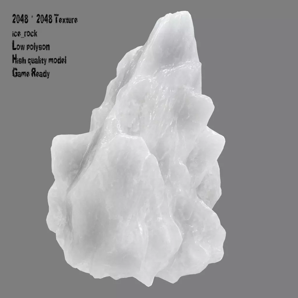 ice rock Low-poly 3D model_0