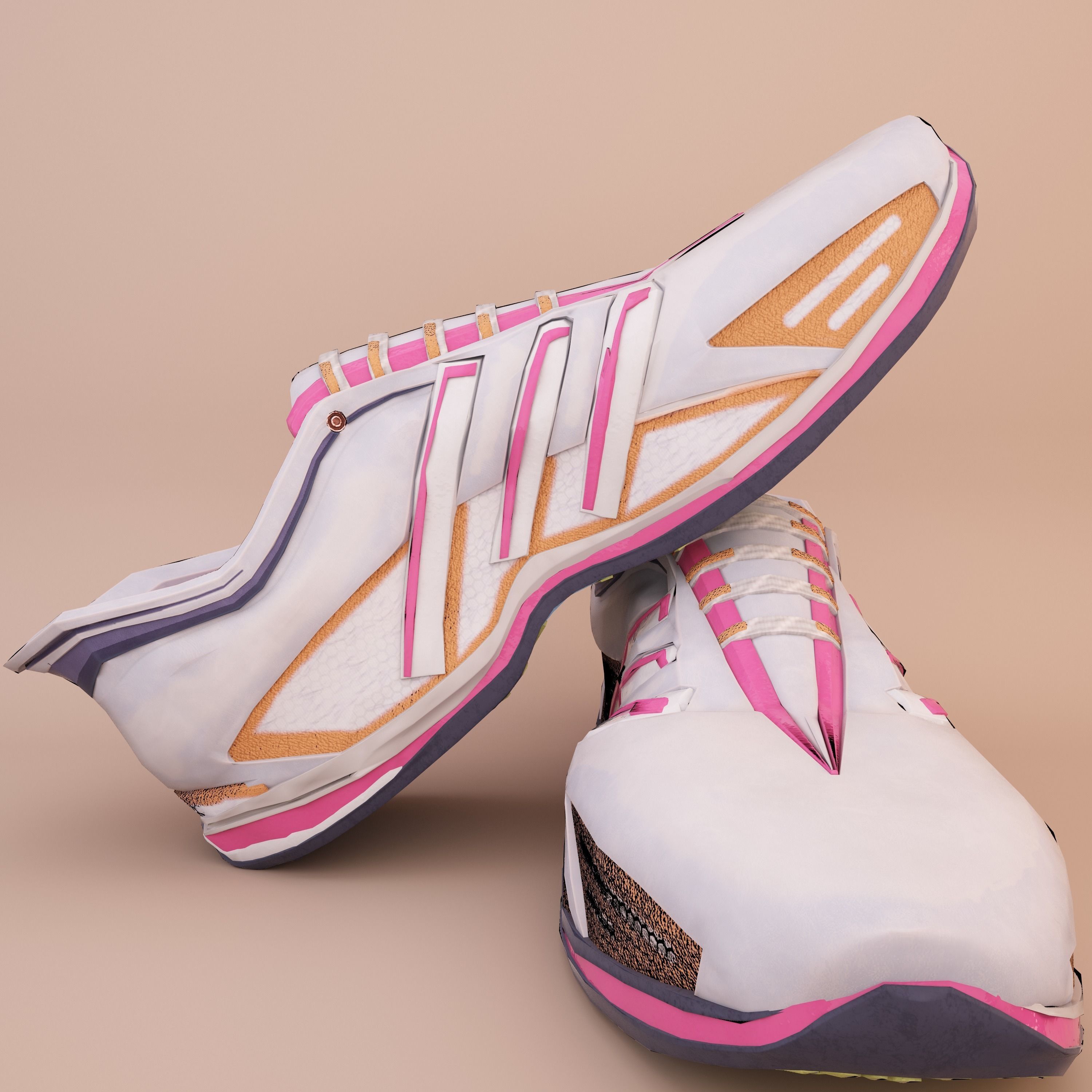 Soft Leather Running Shoes Low-poly 3D model_4