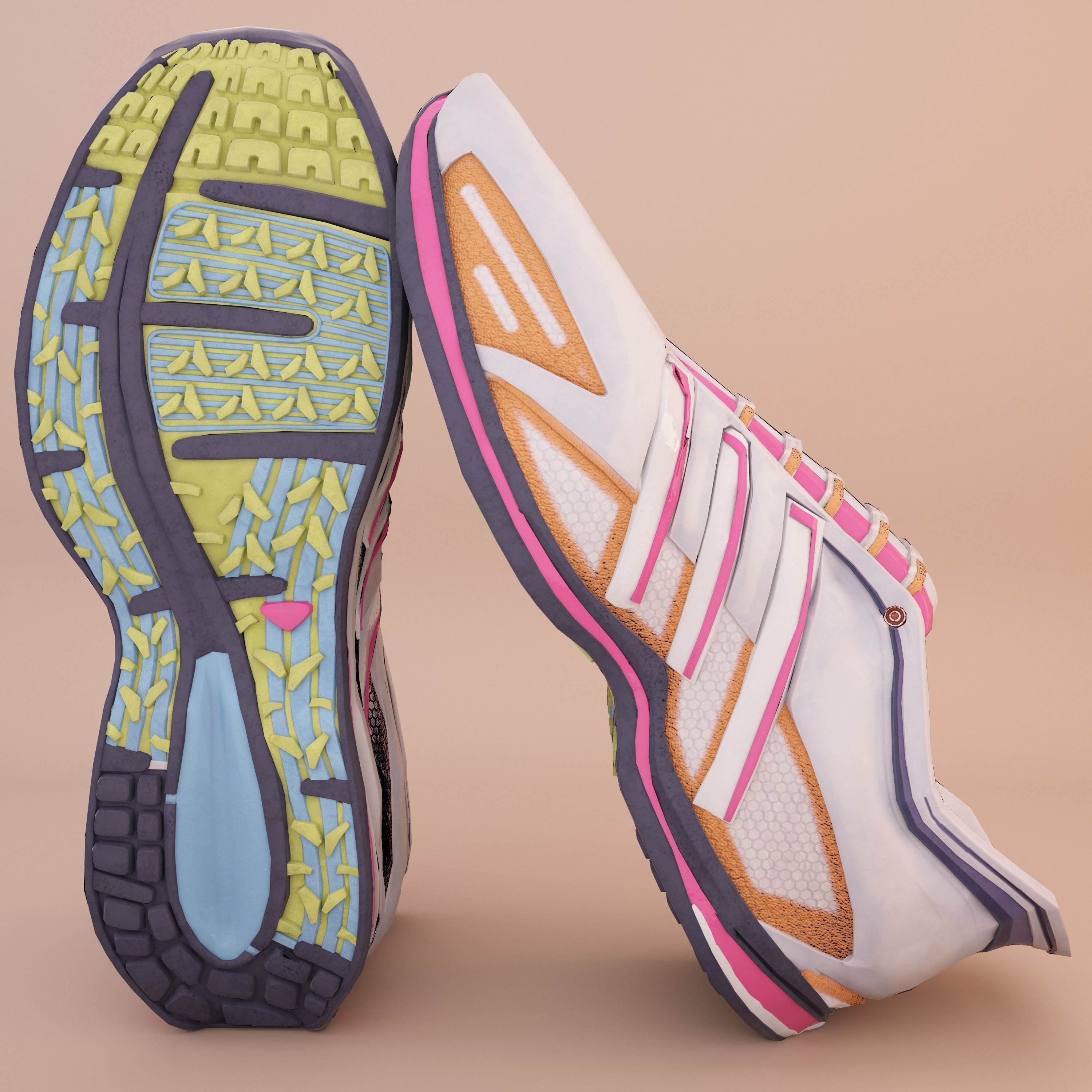 Soft Leather Running Shoes Low-poly 3D model_1