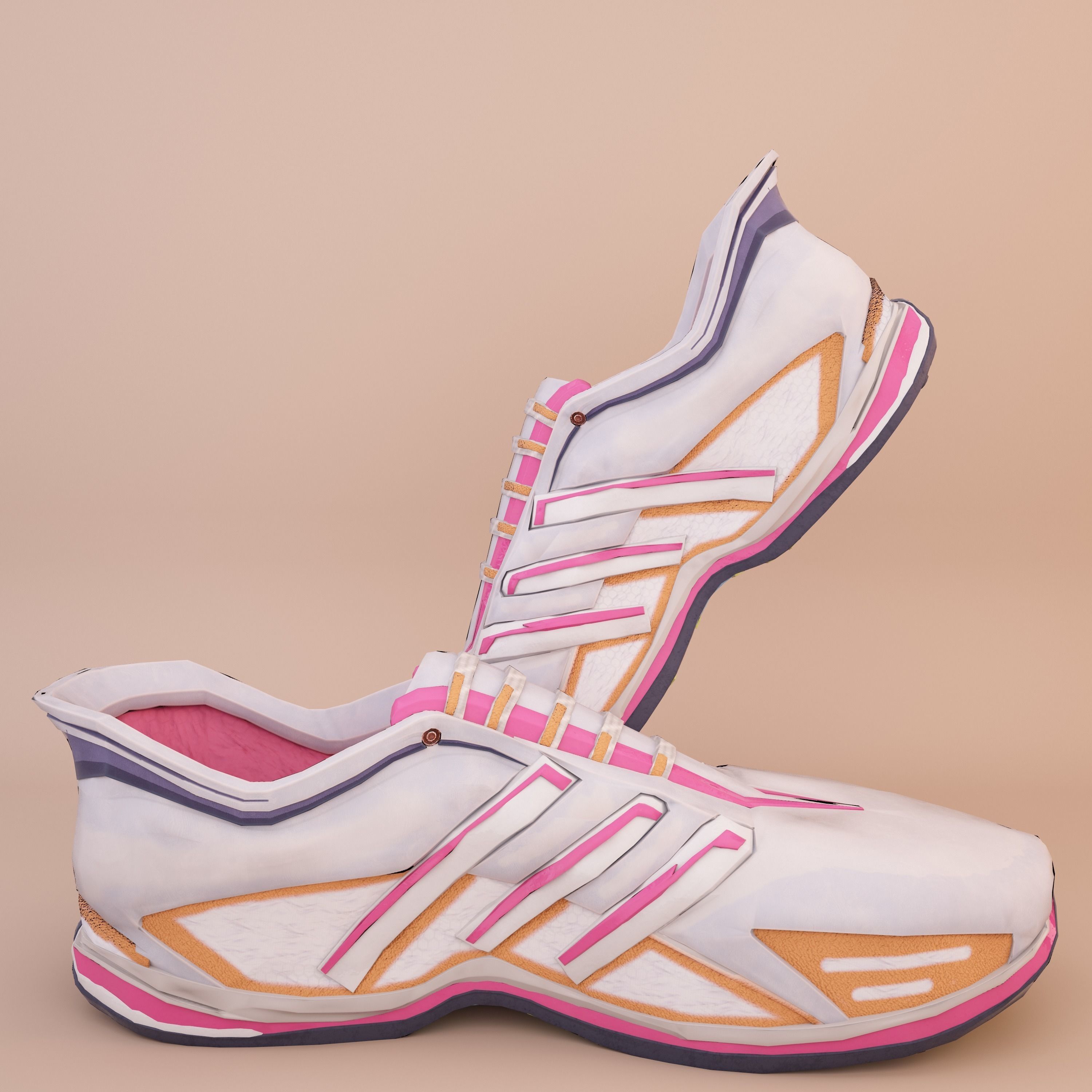 Soft Leather Running Shoes Low-poly 3D model_6