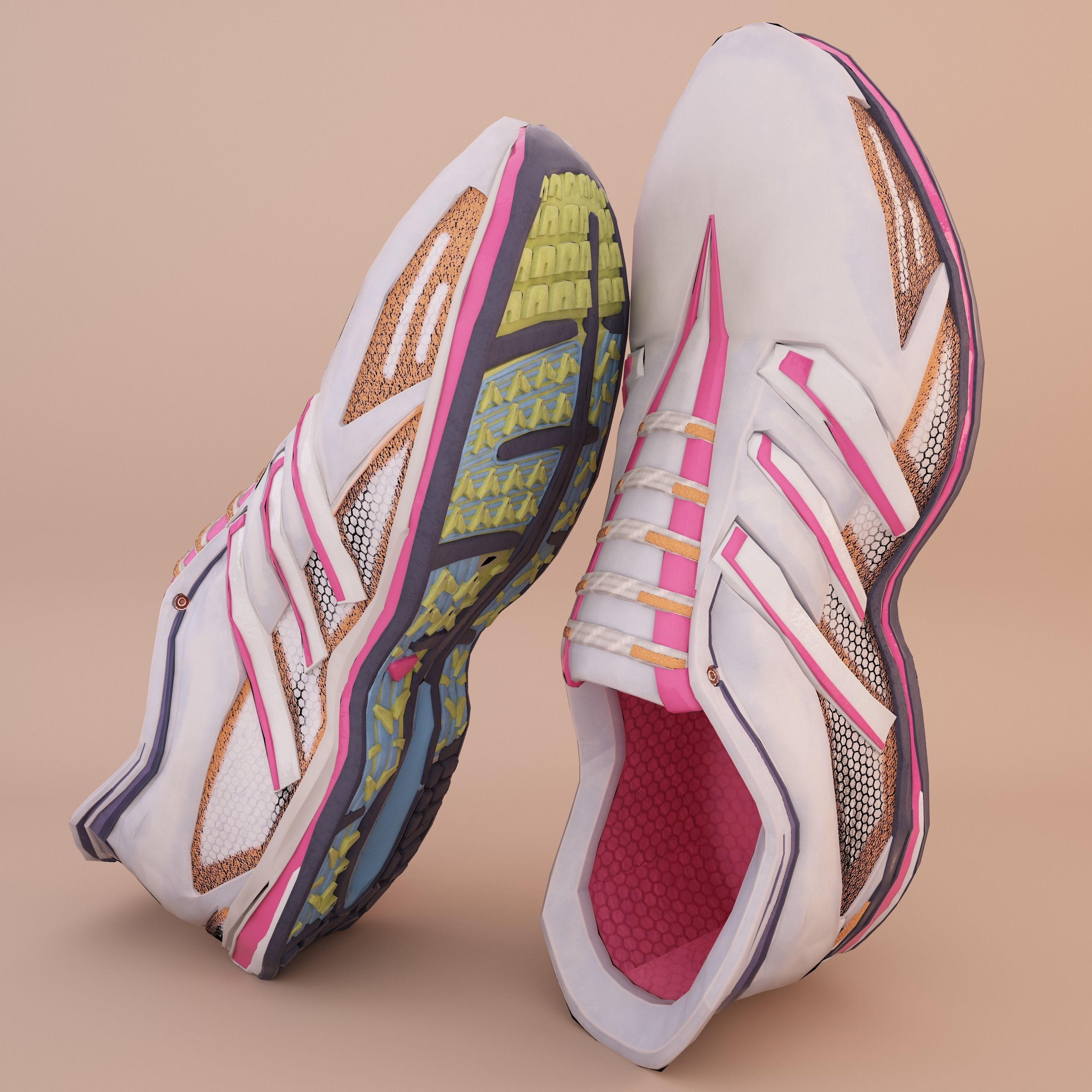 Soft Leather Running Shoes Low-poly 3D model_2