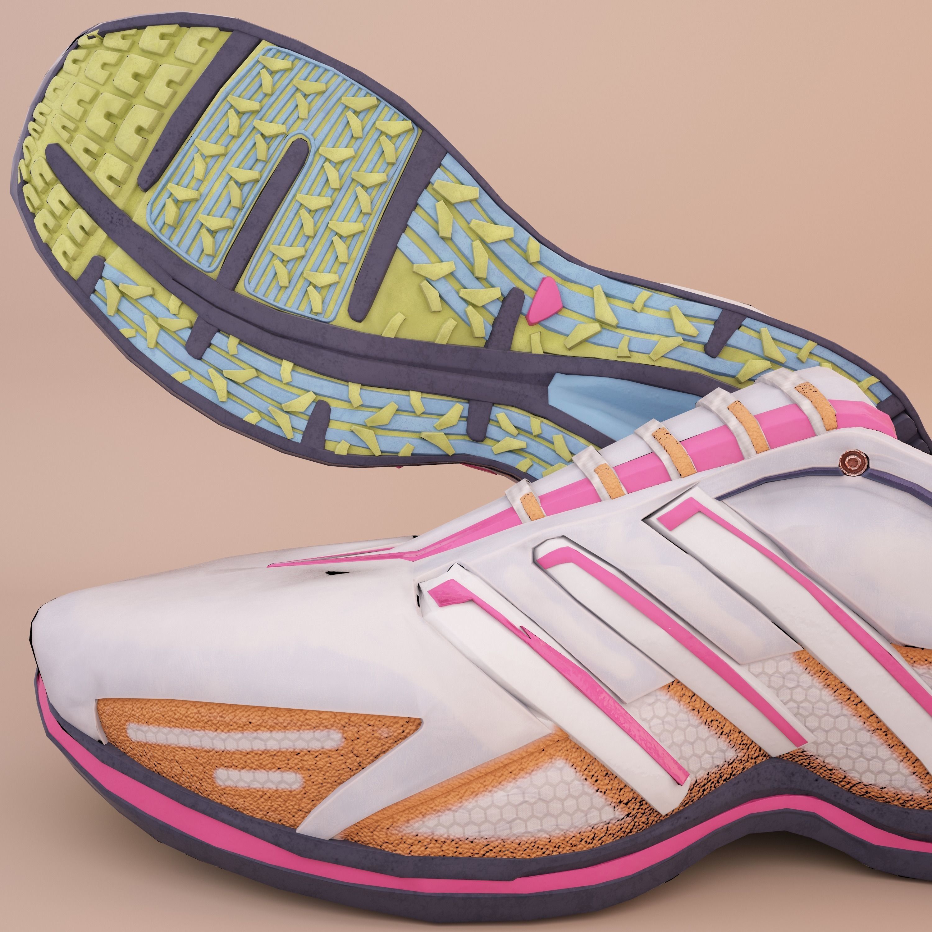 Soft Leather Running Shoes Low-poly 3D model_10