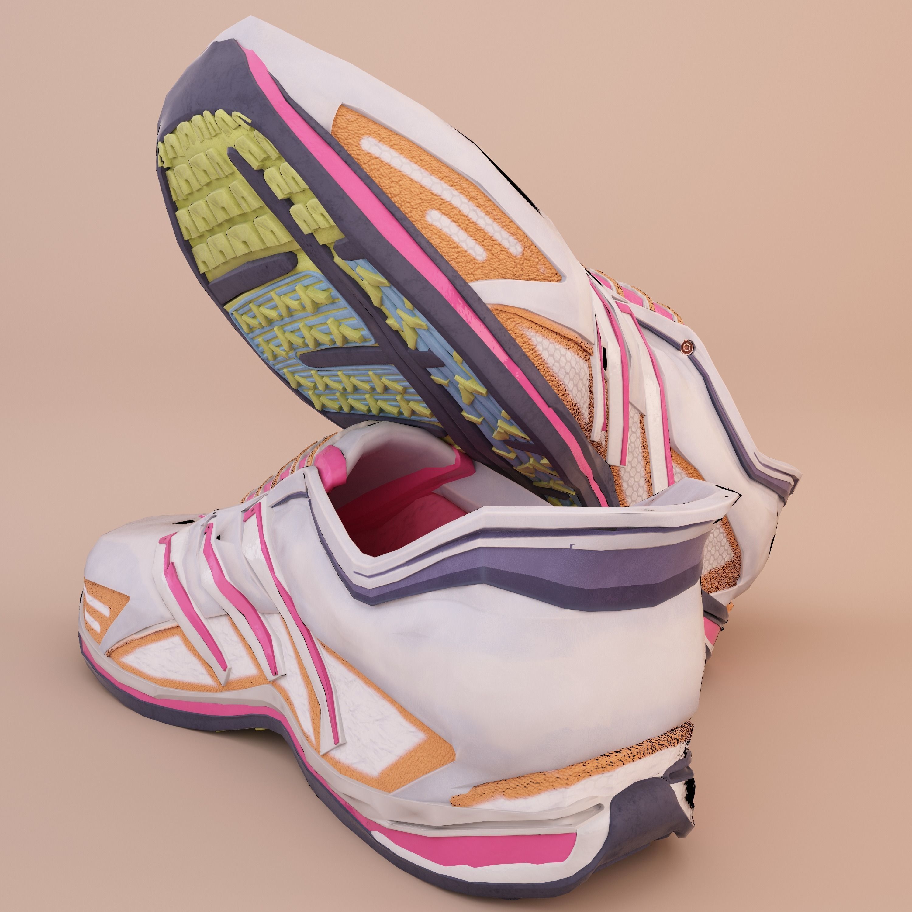 Soft Leather Running Shoes Low-poly 3D model_3