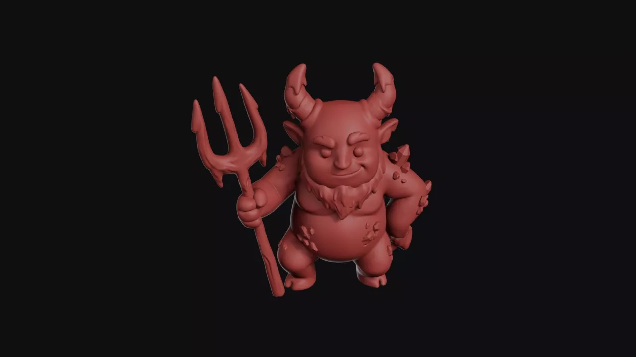 Trident Demon With Fur Mantle 3D print model