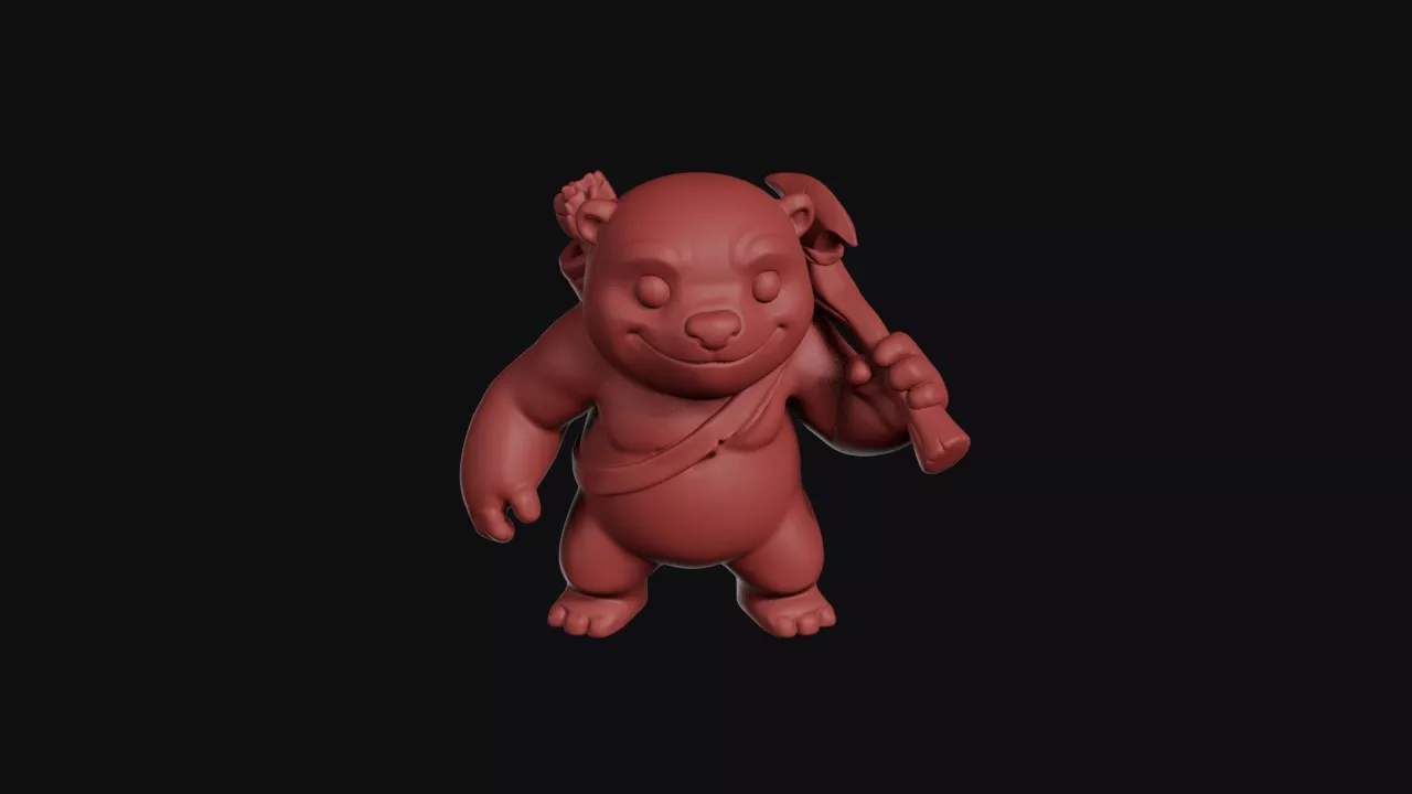 Bear Archer With Bow And Quiver 3D print model