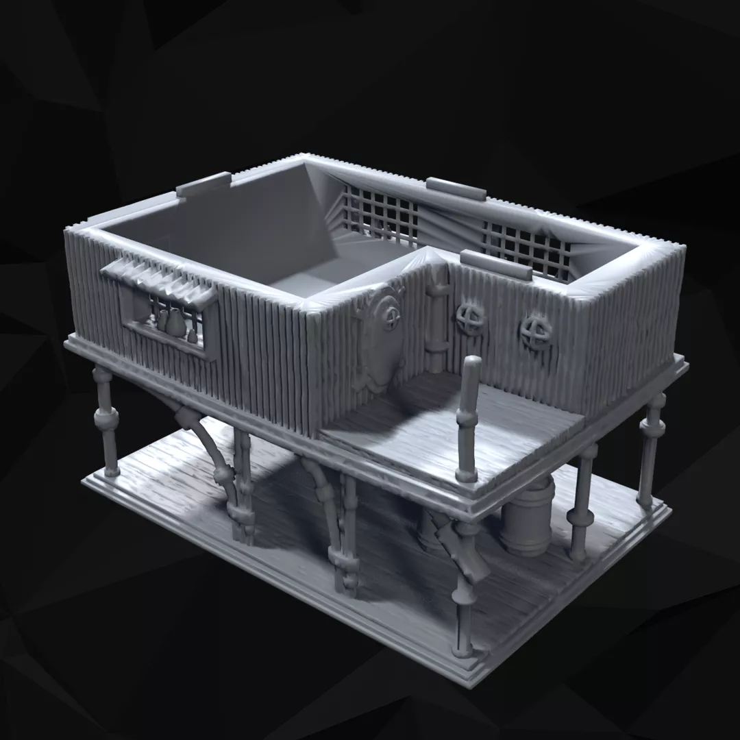Post Apocalyptic Buildings 06 2 Piece Set 3D print model
