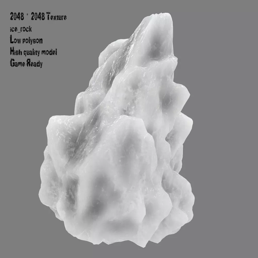 ice rock Low-poly 3D model_0