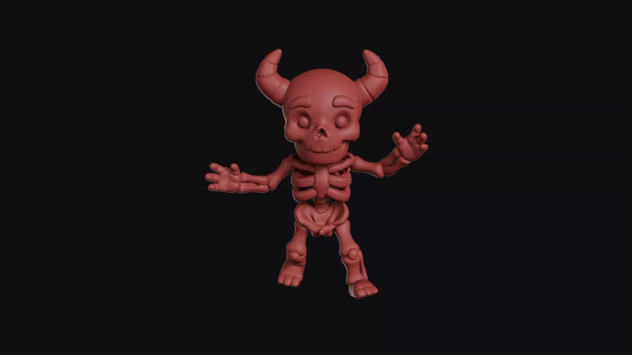 Horned Demon Skull Skeleton 3D print model