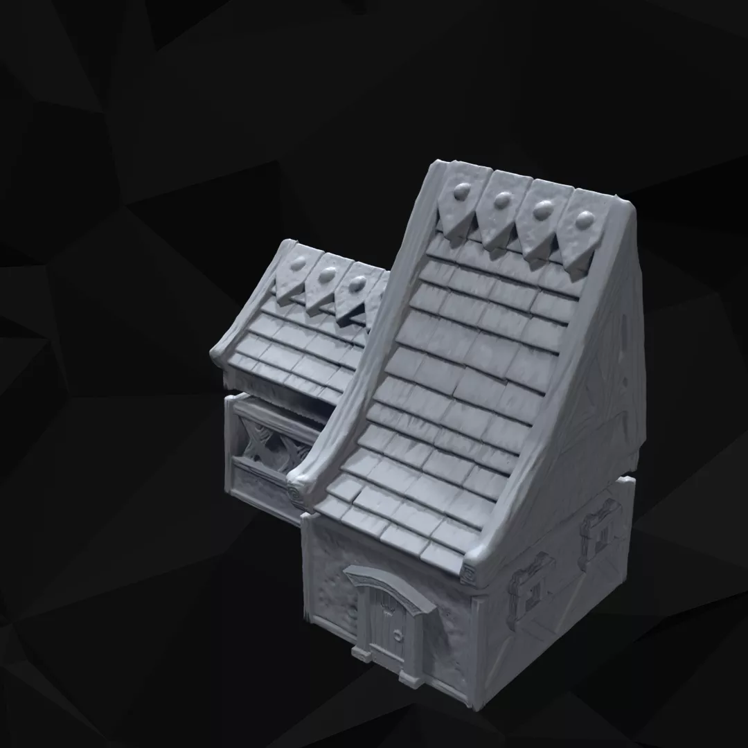 Stylized Medieval 2 Houses Tabletop Terrain 3D print model