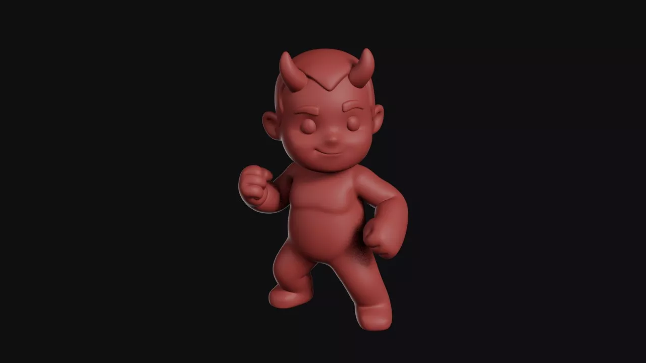 Horned Imp Boy Ready To Fight 3D print model