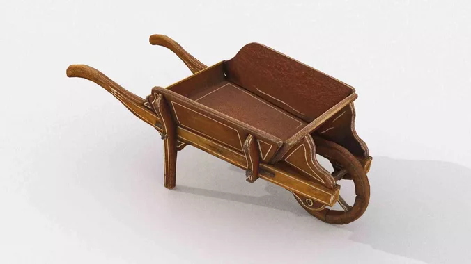 Vintage decorative wooden wheelbarrow